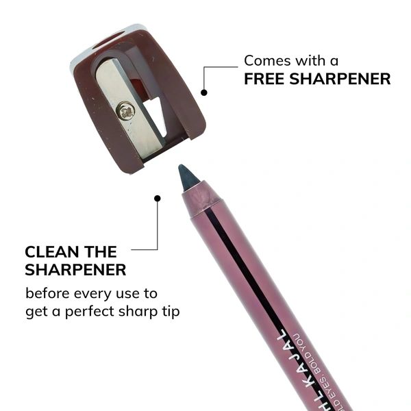 MOS CODE Kohl Kajal Pencil 1.5gm - Venta Black | Waterproof & Smudgeproof | Long Wearing | Single Stroke Application | Matte Finish | Enriched with Vitamin E & Almond Oil | Intense Black Kajal
