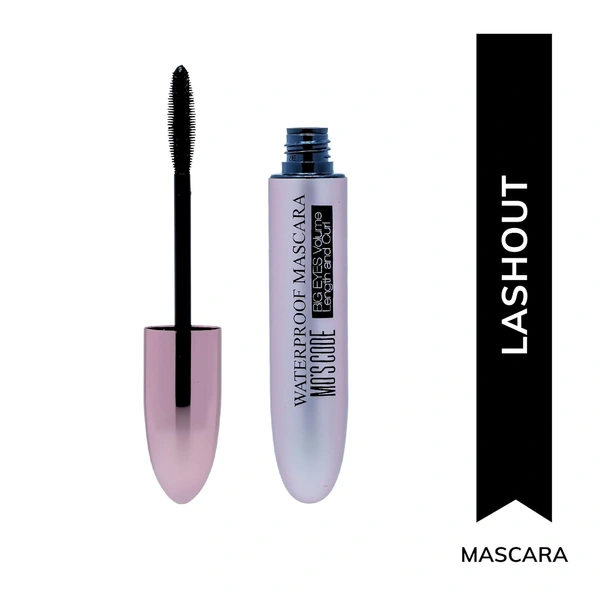 MOS CODE Lashout Waterproof Mascara 9g - Black | Volume, Length & Curl | Smudgeproof | Quick Dry & Long Lasting | Vegan | Cruelty-Free & Paraben-Free | Big Eyes Effect