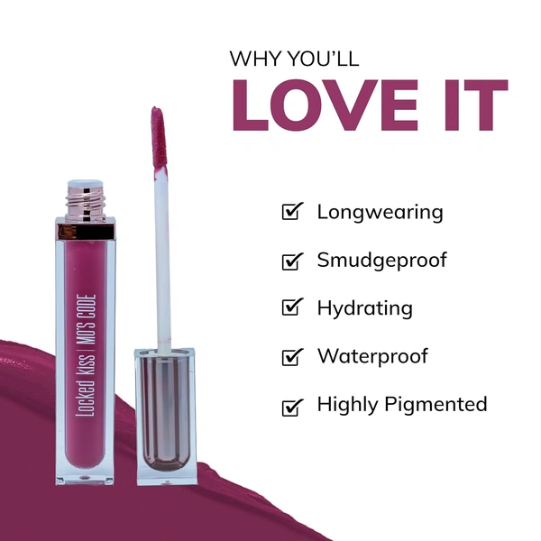 MOS CODE MOS Code Locked Kiss Transfer Proof Liquid Lipstick 7ml - Shade 12 Coral Charm | Waterproof, Smudgeproof, Long-Wearing & Hydrating | Vitamin E, Jojoba Oil, Argan Oil & Shea Butter