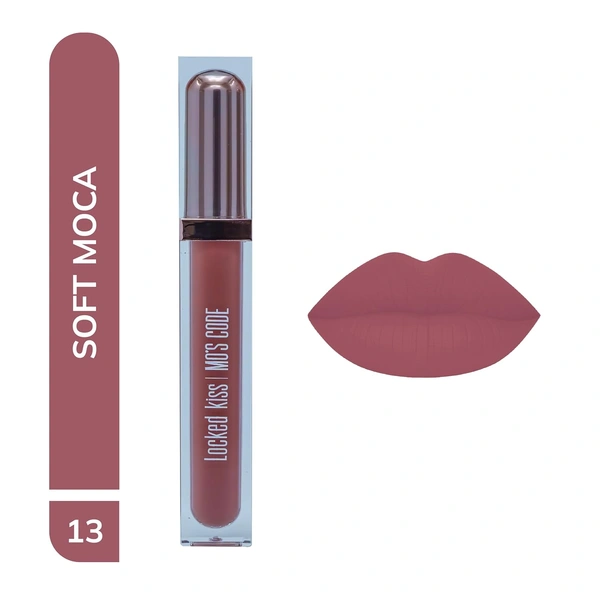 MOS CODE MOS Code Locked Kiss Transfer Proof Liquid Lipstick 7ml - Shade 13 Soft Moca | Waterproof, Smudgeproof, Long-Wearing & Hydrating | Vitamin E, Jojoba Oil, Argan Oil & Shea Butter