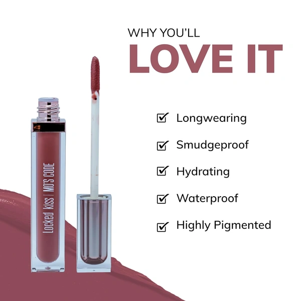 MOS CODE MOS Code Locked Kiss Transfer Proof Liquid Lipstick 7ml - Shade 13 Soft Moca | Waterproof, Smudgeproof, Long-Wearing & Hydrating | Vitamin E, Jojoba Oil, Argan Oil & Shea Butter