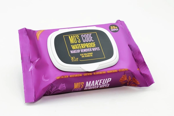 MOS CODE Makeup Remover Wipes - 25 Wet Wipes | Waterproof Makeup Remover | Face Cleansing Wipes | Enriched with Aloe Vera & Jojoba Oil | Soft on Skin | Alcohol, Paraben & Cruelty-Free Formula