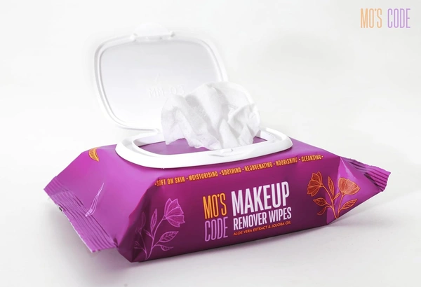 MOS CODE Makeup Remover Wipes - 25 Wet Wipes | Waterproof Makeup Remover | Face Cleansing Wipes | Enriched with Aloe Vera & Jojoba Oil | Soft on Skin | Alcohol, Paraben & Cruelty-Free Formula