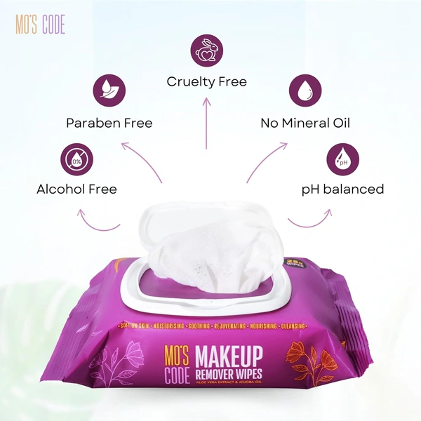 MOS CODE Makeup Remover Wipes - 25 Wet Wipes | Waterproof Makeup Remover | Face Cleansing Wipes | Enriched with Aloe Vera & Jojoba Oil | Soft on Skin | Alcohol, Paraben & Cruelty-Free Formula