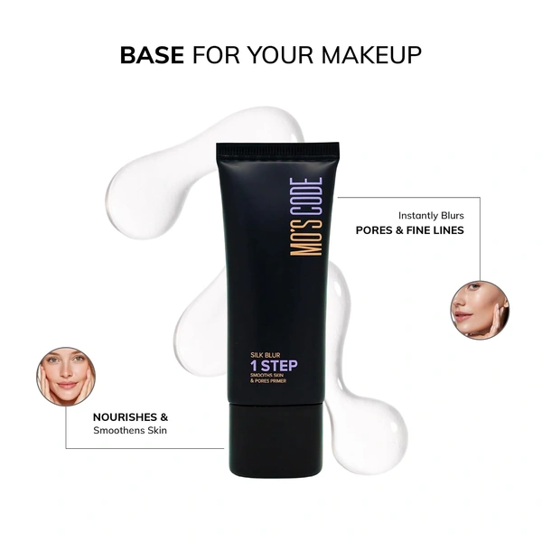 MOS CODE Silk Blur Face Primer 30ml - OSLO | 1 Step Smooths Skin & Pores | Gel-Based Makeup Primer | Long Lasting, Sweat Proof & Hydrating | Lightweight Silk Touch | Vitamin E & UV Filters