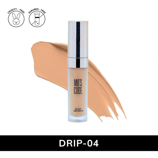 MOS CODE Soft Matte Liquid Concealer 8g - Drip Shade | Full Coverage | Blendable | Long-Lasting | Sweat Proof | Transferproof | Lightweight | Matte Finish
