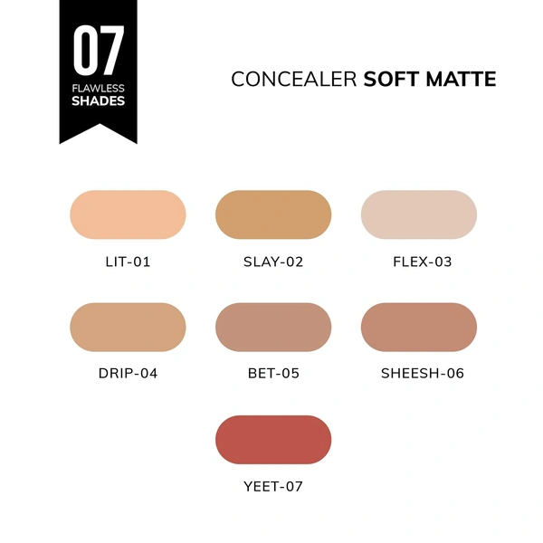 MOS CODE Soft Matte Liquid Concealer 8g - Drip Shade | Full Coverage | Blendable | Long-Lasting | Sweat Proof | Transferproof | Lightweight | Matte Finish