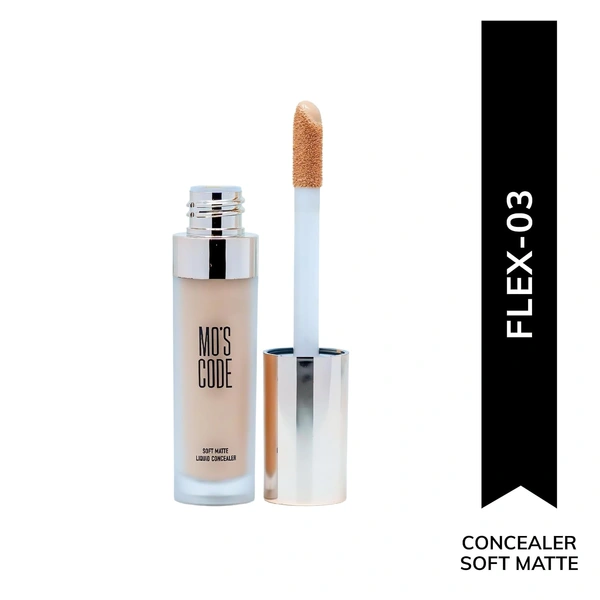 MOS CODE Soft Matte Liquid Concealer 8g - Flex Shade | Full Coverage | Blendable | Long-Lasting | Sweat Proof | Transferproof | Lightweight | Matte Finish
