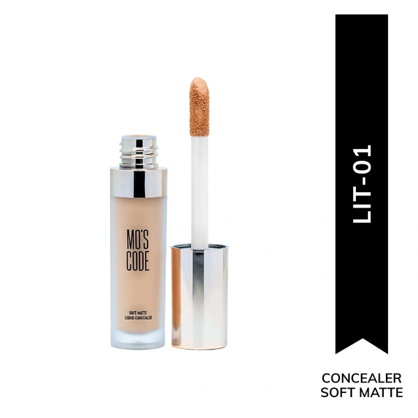 MOS CODE Soft Matte Liquid Concealer 8g - Lit Shade | Full Coverage Matte Finish | Blendable, Transfer-Proof & Sweat-Proof | Long-Lasting Lightweight Concealer