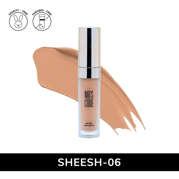MOS CODE Soft Matte Liquid Concealer 8g - Sheesh Shade | Full Coverage Matte Finish | Blendable, Transfer-Proof & Sweat-Proof | Long-Lasting Lightweight Concealer