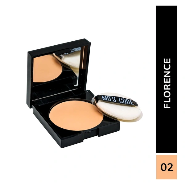 MOS CODE Studio Compact 8gm - Florence 02 | Lightweight High Coverage Compact Powder | Long Lasting | Seamless Blending | Hydrating | Enriched with Vitamin E | Vegan & Cruelty-Free