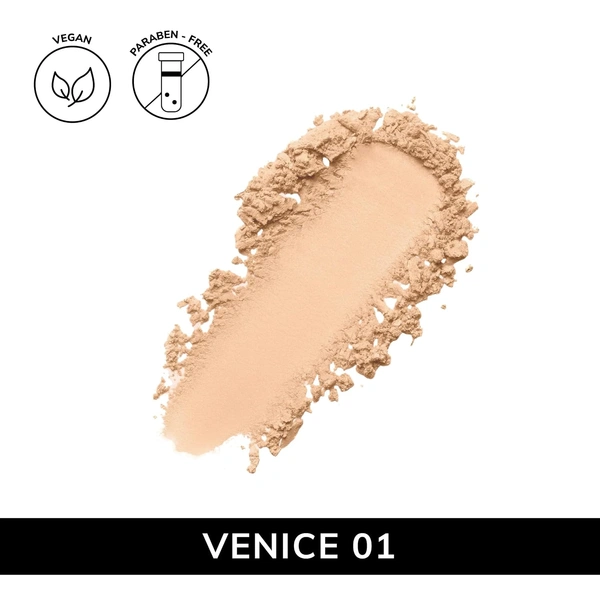 MOS CODE Studio Compact 8gm - Venice 01 | Lightweight High Coverage Compact Powder | Long Lasting | Seamless Blending | Hydrating | Enriched with Vitamin E | Vegan & Cruelty-Free