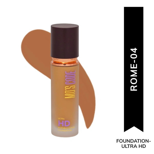MOS CODE Ultra HD Invisible Cover Foundation 30ml Rome-04 | Lightweight, Long Lasting, High Coverage, Hydrating, Seamless Blend, Vegan & Cruelty-Free