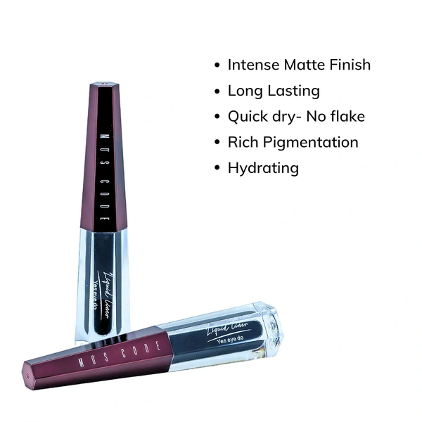 MOS CODE Yes Eye Do Liquid Eye Liner 2.5ml - Black Matte Finish | Gaze Waterproof & Smudgeproof Eyeliner | Quick Dry | Long Lasting Up to 12 Hours | Precision Tip | Cruelty-Free & Paraben-Free