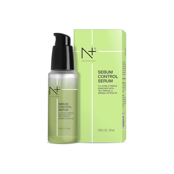 N Plus Professional Sebum Control Face Serum | For Acne And Pimple | Enriched with Tea TreeOil & Herbal Extract | for Oil-Free, Matte Skin | Sebum Control & Pore Minimizing Serum | Control Shine and Prevent Breakouts | 30ml