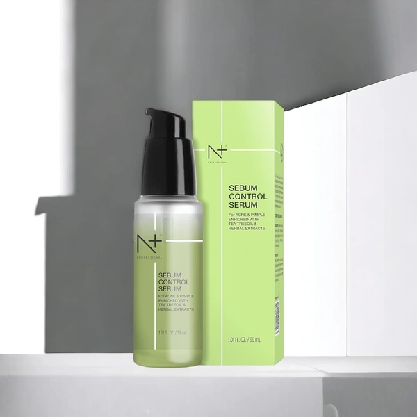N Plus Professional Sebum Control Face Serum | For Acne And Pimple | Enriched with Tea TreeOil & Herbal Extract | for Oil-Free, Matte Skin | Sebum Control & Pore Minimizing Serum | Control Shine and Prevent Breakouts | 30ml