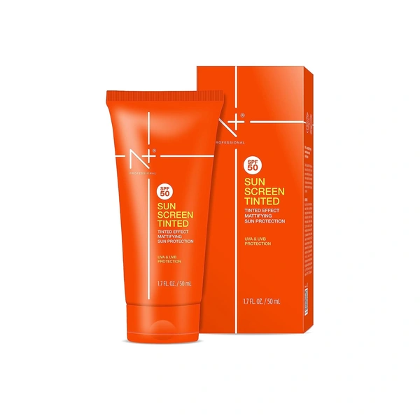 N Plus N PLUS Professional Sun Screen Tinted-50ml | SPF 50 with Tinted Effect, Mattifying Sun Protection | UVA & UVB Protection | No White Caste | Non-Sticky | Brighten Skin | Foe All Skin Types