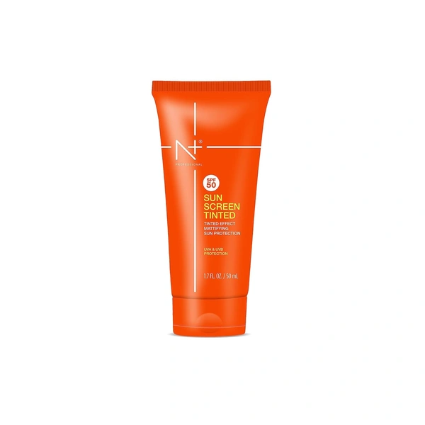 N Plus N PLUS Professional Sun Screen Tinted-50ml | SPF 50 with Tinted Effect, Mattifying Sun Protection | UVA & UVB Protection | No White Caste | Non-Sticky | Brighten Skin | Foe All Skin Types