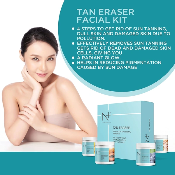 N Plus Professional Tan Eraser Facial Kit- 400g | Foe Sun Tanning , Pigmentation & Dark Patches | Skin Brightening Kit | Natural Skin Care | Exfoliating Scrub | Dead Skin Cell Removal | For All Skin Types