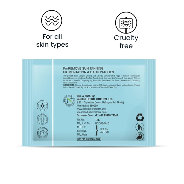 N Plus Professional Tan Eraser Mask-12g x 6 | For Remove Sun Tanning, Pigmentation & Dark Patches | Radiant Glow Mask | Flawless Complexion | Natural Exfoliating Mask