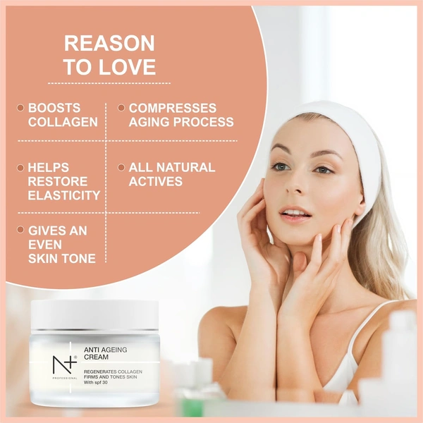 N Plus N + Professional Anti-Ageing Cream� 50g | Regenerates Collagen, Firm & Tones Skin with SPF 30 | Wrinkle Reduction | Skin Rejuvenation | Hydrating | Skin Elasticity | for All Skin Types