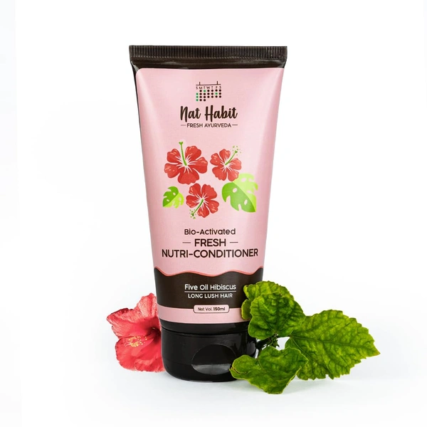 Nat Habit Hibiscus-Infused Conditioner 150ml | Five Oil Nutri-Conditioner | Reduces Dryness & Frizz | Natural Herbal Hair Conditioner for Men & Women | Long Lush Hair