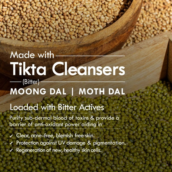 Nat Habit Masoor Dal Face Wash Fresh Daily Tikta 100g | Skin Brightening Natural Cleanser | With Masoor & Moth Dal | Sulphate & Chemical Free | For All Skin Types