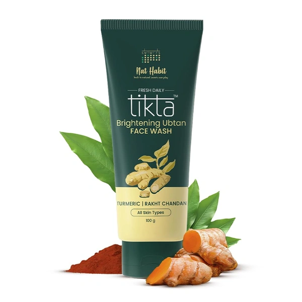 Nat Habit Ubtan Face Wash 50g | Fresh Daily Tikta with Wild Turmeric | Skin Brightening | Chemical & Sulphate Free Natural Cleanser | For Men & Women, All Skin Types