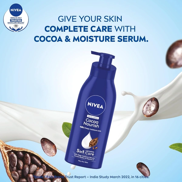 Nivea Cocoa Nourish Body Lotion - 400ml | Deep Moisture Serum | 48-Hour Hydration | Cocoa Butter & Coconut Oil | Non-Greasy Formula for Very Dry Skin