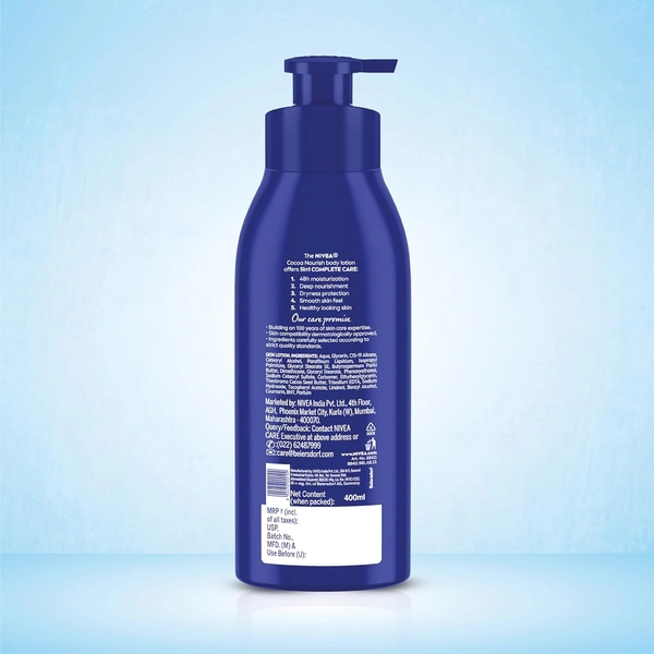 Nivea Cocoa Nourish Body Lotion - 400ml | Deep Moisture Serum | 48-Hour Hydration | Cocoa Butter & Coconut Oil | Non-Greasy Formula for Very Dry Skin