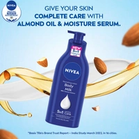 Nivea Nourishing Body Milk Body Lotion 600ml| 5 in one With Deep Moisture Serum, Almond Oil & Vitamin E | 48h Deep Moisture Care | Smooth, Soft Skin All Day | Non Greasy & Healthy Looking Skin | Nourishing milk formula | Deep Nourishment for Dry Skin |