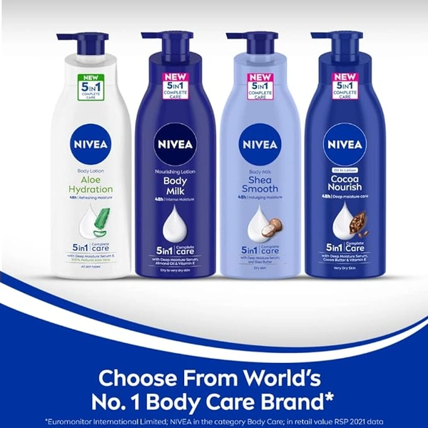 Nivea Shea Smooth Body Lotion 400ml | 48-Hour Hydration | Enriched with Deep Moisture Serum & Shea Butter | Non-Greasy Formula for Healthy, Radiant Skin