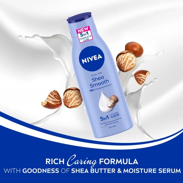 Nivea Shea Smooth Body Lotion 200ml | 48-Hour Hydration | Enriched with Deep Moisture Serum & Shea Butter | Non-Greasy Formula for Healthy, Radiant Skin