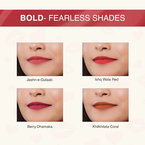 Nourish Mantra Bold Rush Creamy Matte Liquid Lipstick Combo with SPF 15, Set of 4 Mini Lipsticks 1.4ml each | Transfer-Proof, Smudge-Proof & Long-Lasting | Enriched with Jojoba Oil | Shea Butter & Vitamin E?