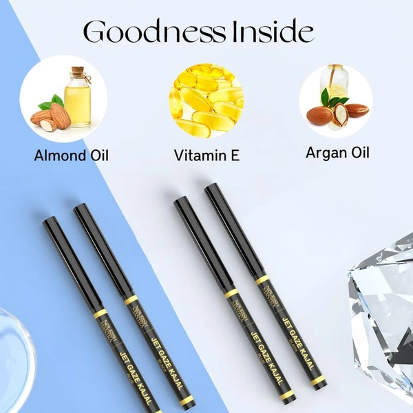 Nourish Mantra Jet Gaze Kajal Urban Rani-Blue (0.35g) | Enriched with Almond Oil, Argan Oil & Vitamin E | Intense Pigmentation | Smudge-Proof | Waterproof | Long-Lasting