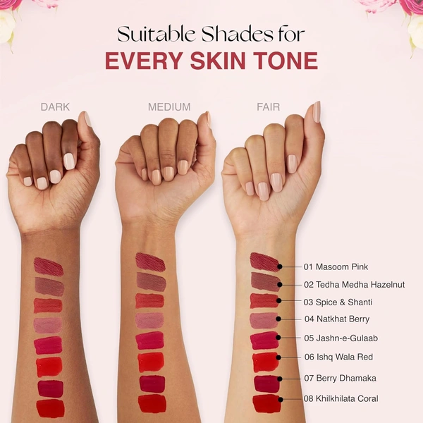 Nourish Mantra Muted Magic Creamy Matte Liquid Lipstick Combo with SPF 15, Set of 4 Mini Lipsticks 1.4ml each | Transfer-Proof, Smudge-Proof & Long-Lasting | Enriched with Jojoba Oil | Shea Butter & Vitamin E?