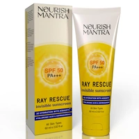 Nourish Mantra Ray Rescue Invisible Sunscreen SPF 50 PA+++ 60ml | With Hyaluronic Acid & Aloe Vera | Ashwagandha  & No White Cast | Hydrating & Lightweight