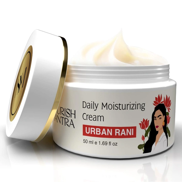 Nourish Mantra Urban Rani Daily Moisturizing Cream 50ml | Enriched with Hyaluronic Acid, Niacinamide & Sea Buckthorn | Hydrating, Nourishing & Skin-Revitalizing Formula