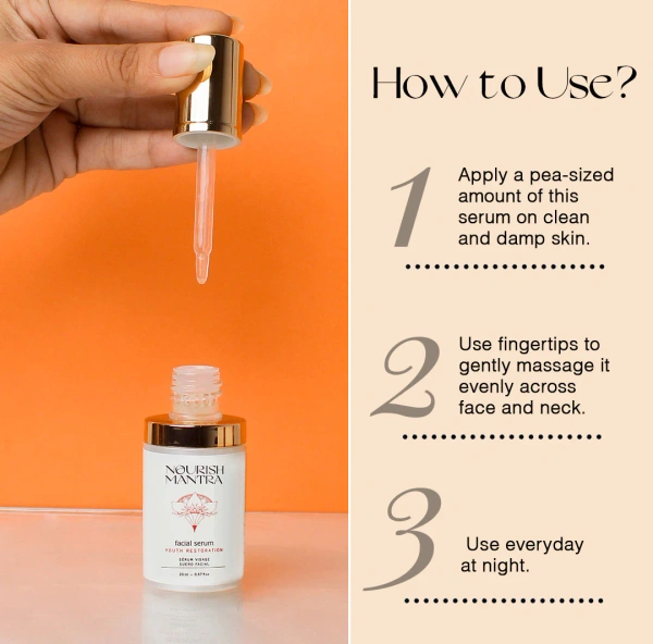 Nourish Mantra Youth Restoration Serum 20ml | Anti-Aging Serum with Bakuchiol, Retinol & Hyaluronic Acid | Firms, Hydrates & Smoothens Skin Texture