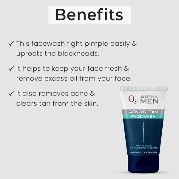 O3+ Professional O3+ Alpha Men Acno D-tan Face Wash 100ml