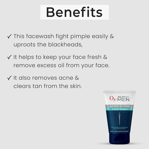 O3+ Professional O3+ Alpha Men Acno D-tan Face Wash 50ml