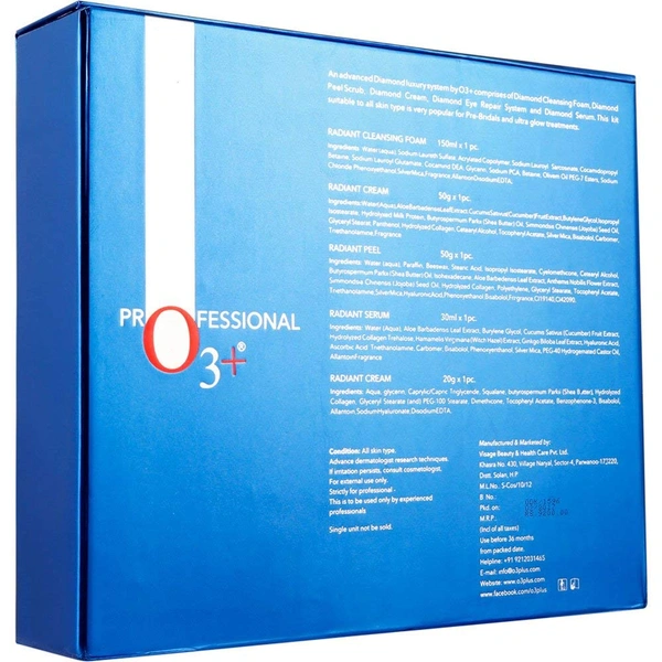 O3+ Professional O3+ Diamond Facial Kit Rejuvenating Facial for Smooth, Luminous Skin| For Bridal Makeup And Ultra Glow Treatments | Radiance & Glow, Skin Whitening | Reduce Visible Sign of Aging | Radiance & Brightening | Suitable for All Skin Types