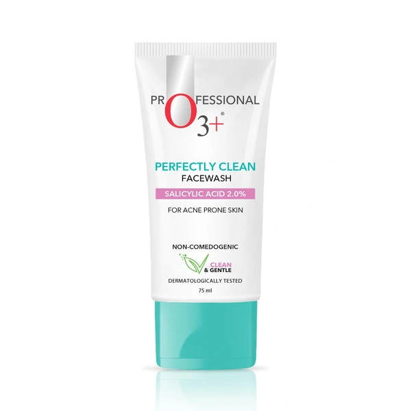 O3+ Professional Face Wash 2% Salicylic Acid  Perfectly Clean 75ml  | Deep Pore Cleanse, Acne Control, and Clear Skin Solution for Oily and Acne-Prone Skin