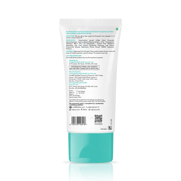 O3+ Professional Face Wash 2% Salicylic Acid  Perfectly Clean 75ml  | Deep Pore Cleanse, Acne Control, and Clear Skin Solution for Oily and Acne-Prone Skin