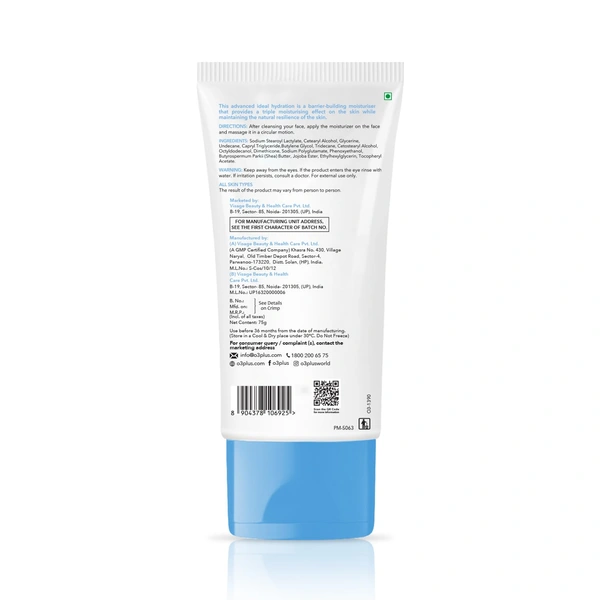 O3+ Professional O3+  Professional Moisturizer Cream 75g with Hyaluronic Acid | Intense Hydration, Skin Plumping, and Nourishing Moisturizer for All Skin Types"