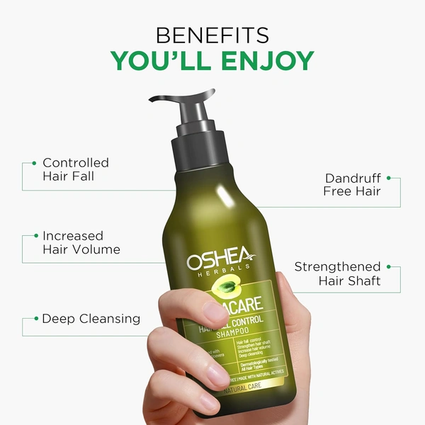Oshea Herbals Amlacare Hairfall Control Shampoo 500ml | With Amla & Aloe Vera Extracts | Strengthens Roots, Reduces Hairfall & Dandruff | Herbal Daily Care for Men & Women