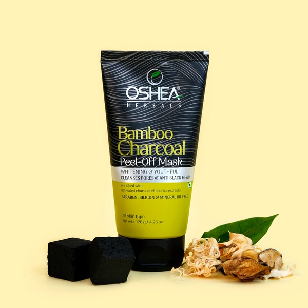 Oshea Herbals Bamboo Charcoal Peel-Off Mask 120g | Deep Cleansing & Blackhead Removal | Pore Detox, Oil Control & Skin Brightening for a Clear | Radiant Complexion