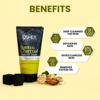 Oshea Herbals Bamboo Charcoal Peel-Off Mask 50g | Deep Cleansing & Blackhead Removal | Pore Detox, Oil Control & Skin Brightening for a Clear | Radiant Complexion
