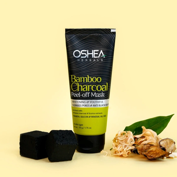 Oshea Herbals Bamboo Charcoal Peel-Off Mask 50g | Deep Cleansing & Blackhead Removal | Pore Detox, Oil Control & Skin Brightening for a Clear | Radiant Complexion