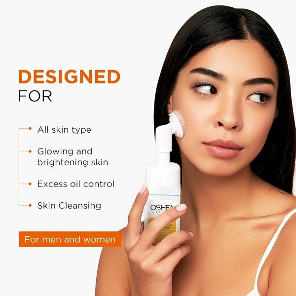Oshea Herbals Brightening & Illuminating Foaming Facewash for All Skin Types 150ml| Deep Cleansing Formula Removes Impurities & Dullness | Enriched with Vitamin C & Grapefruit Extract